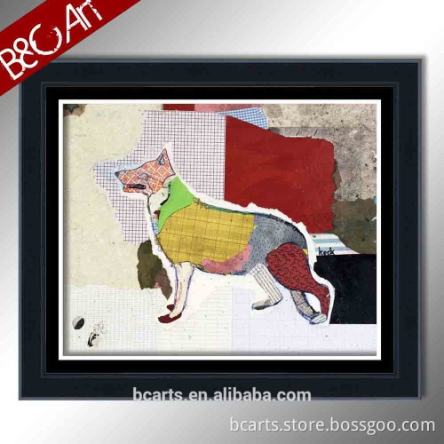 Handmade color matching German Shepherd dog art painting for kids room
